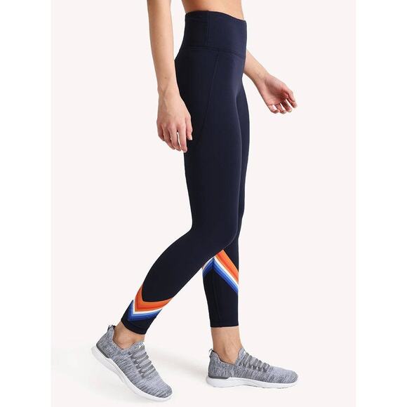 TORY SPORT HIGH-RISE TEMPO CHEVRON 7/8 LEGGING Sz Small - Picture 1 of 6